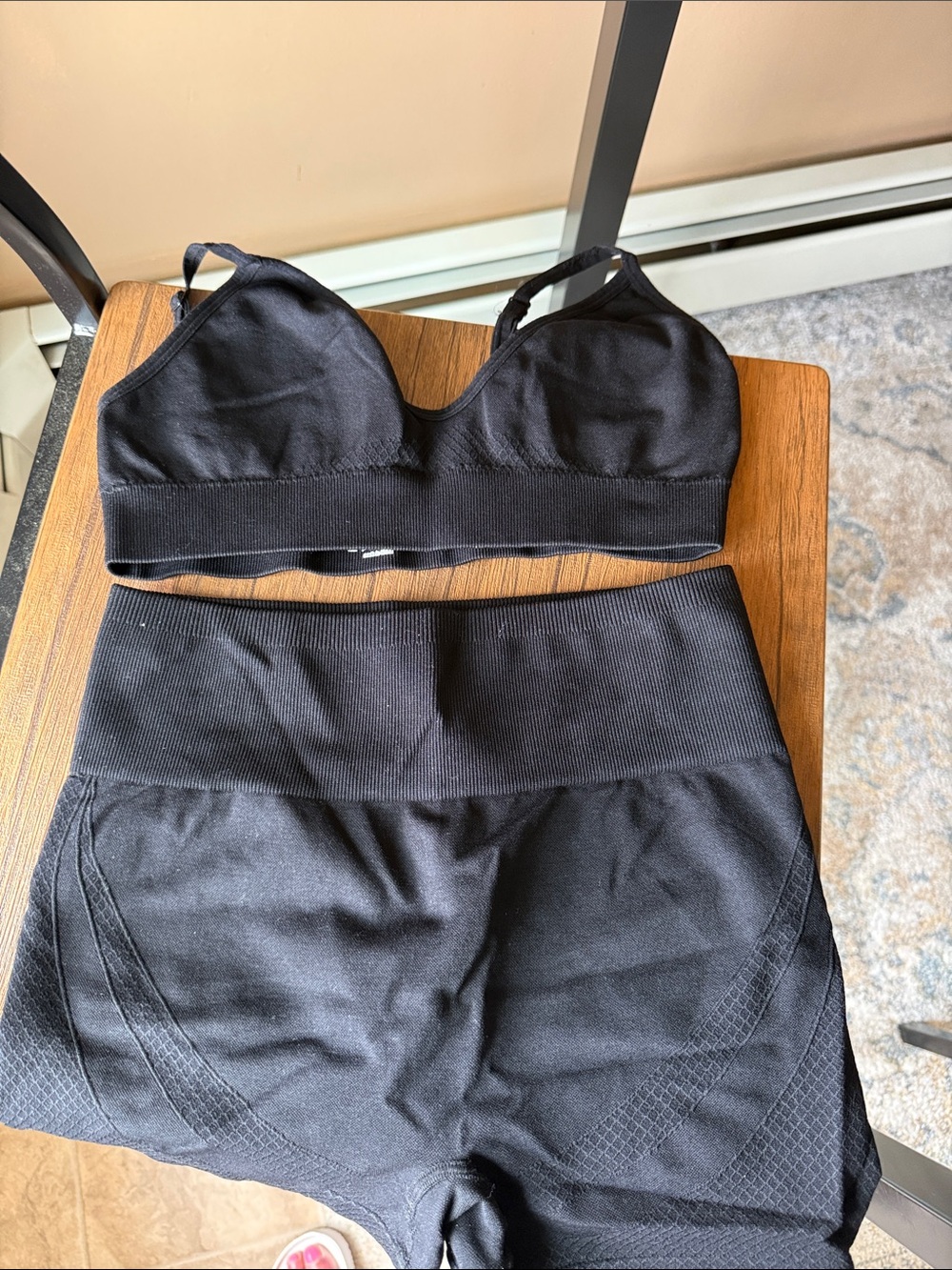 Black Seamless Crop Bra and High-Waist shorts Set